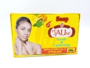 A box of soap with a woman 's face on it.