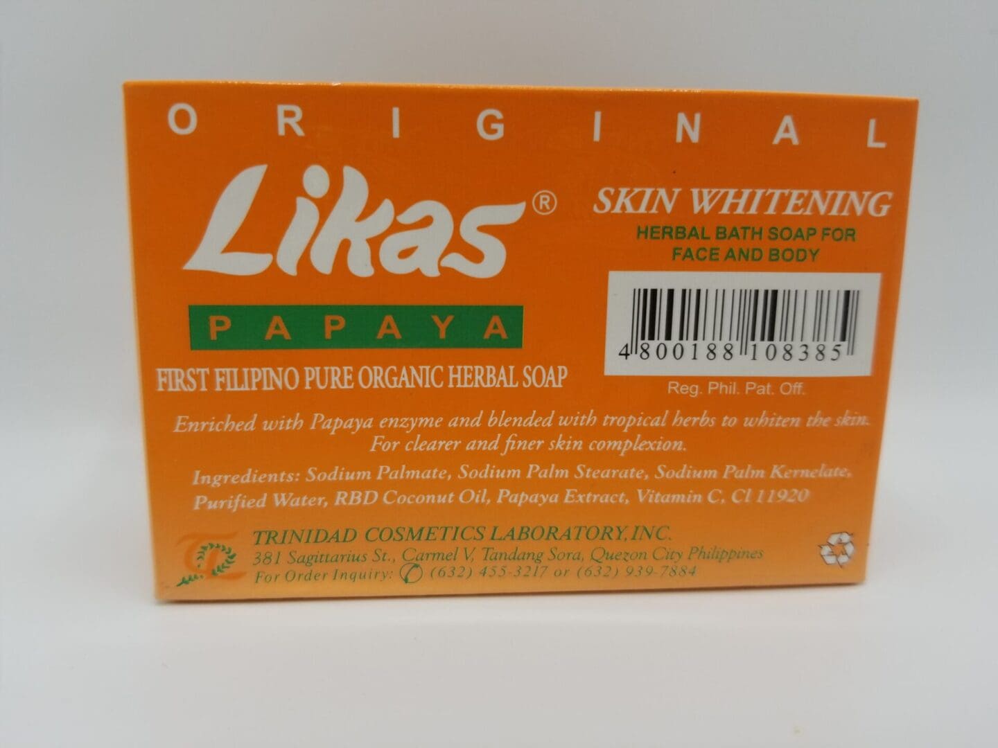 A box of soap that is orange and white.