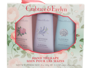 Crabtree & Evelyn Hand Therapy 3-Piece Gift Set – Sea Salt, Rosewater & Lavender (3.5 oz each)